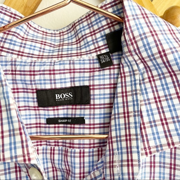 Boss / Hugo Boss Red White and Blue Button Down Shirt - Picture 3 of 6